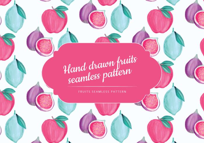 Vector Hand Drawn Fig, Apple and Lemon Pattern