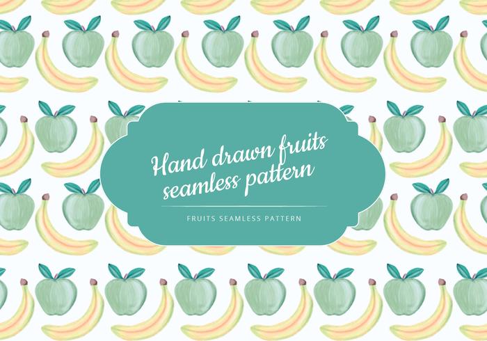 Vector Hand Drawn Banana and Apple Seamless Pattern