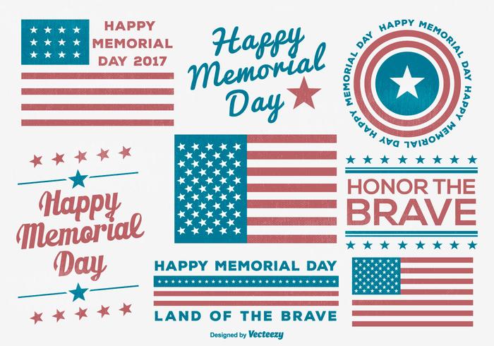 Colección de etiquetas del Memorial Day vector