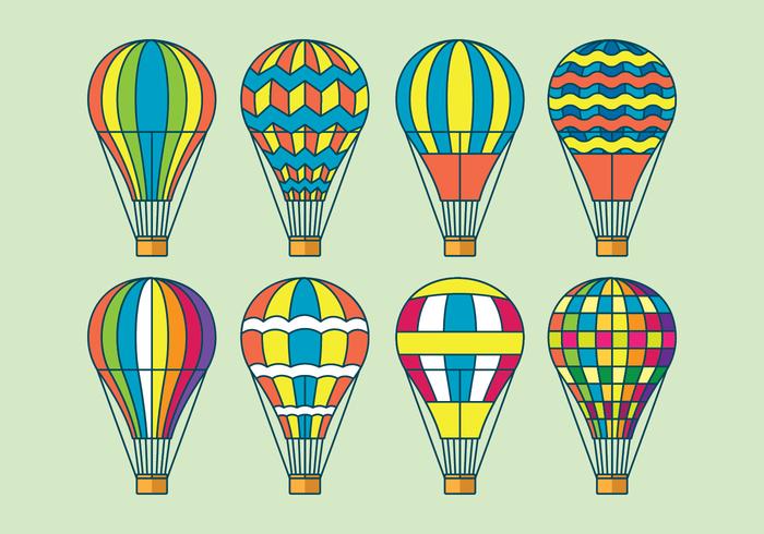 Hot Air Balloon Vector Icons Set