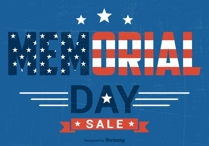 Memorial Day Sale Vector Retro Poster