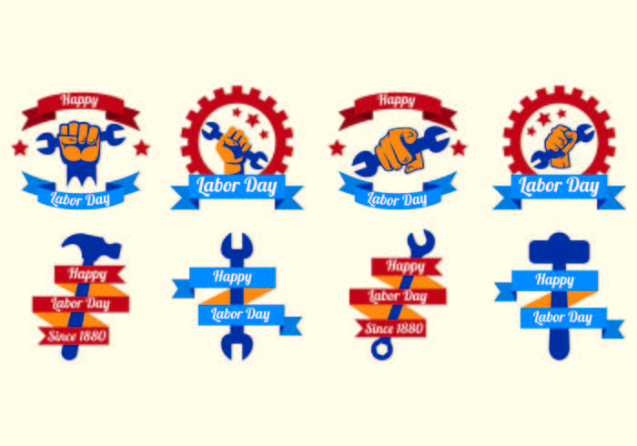 Happy Labor Day Vector Labels
