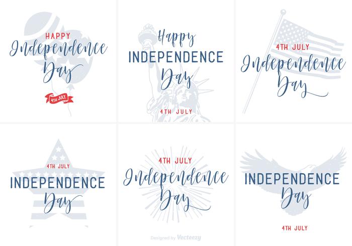 Happy Independence Day Hand Drawn Lettering Vector Posters