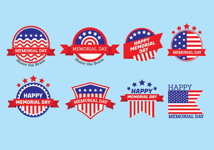 Set of Memorial Day Label Vectors 