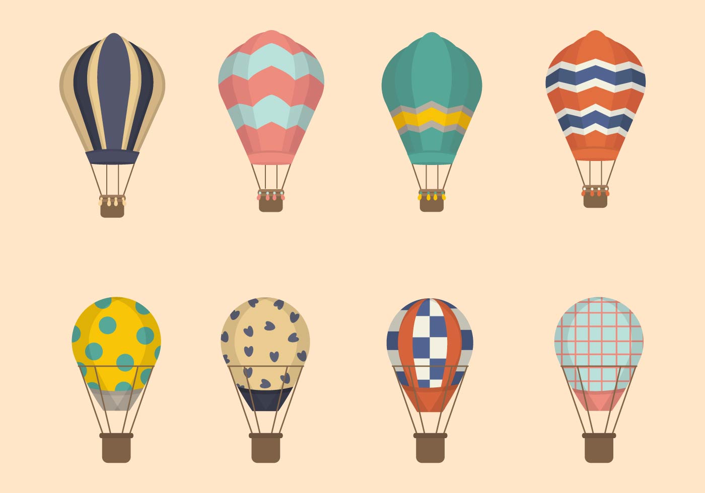 Download Flat Hot Air Balloon Vectors 148279 - Download Free ...