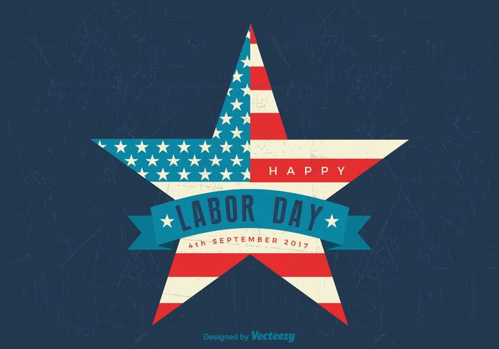 Happy Labor Day American Flag Star Retro Vector Wallpaper