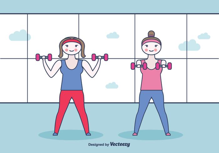 Workout With Dumbbell Vector Illlustration