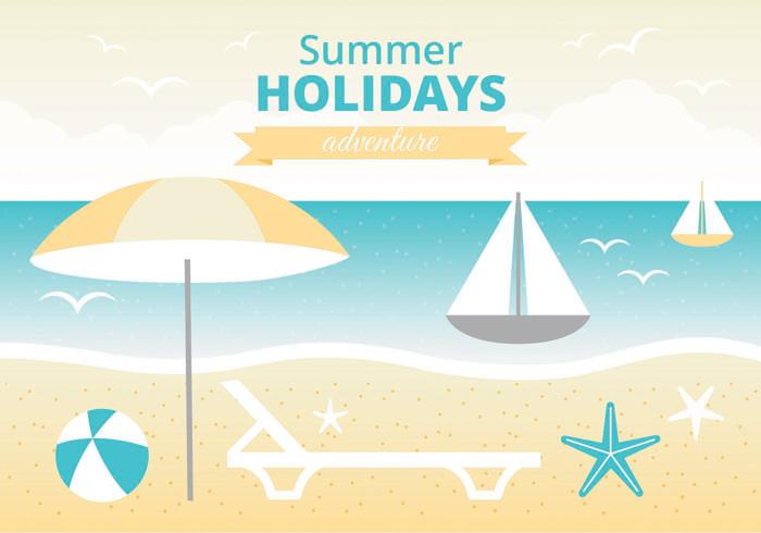 Free Summer Vacation Vector Greeting Card