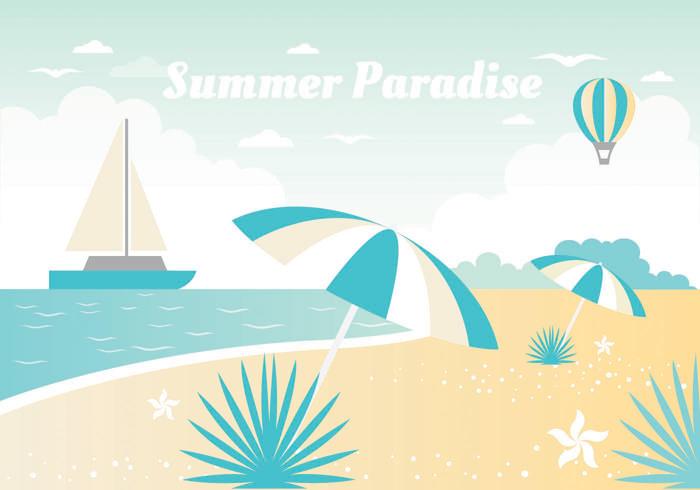 Free Summer Vacation Vector Landscape