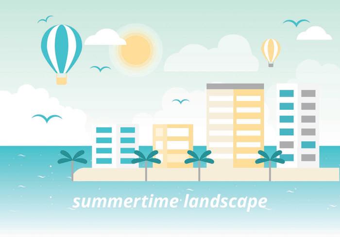 Free Summer Vacation Vector Landscape