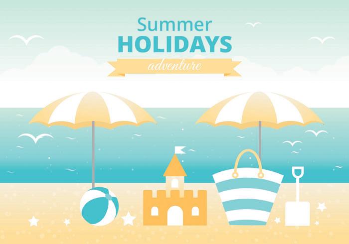 Free Summer Landscape Vector Greeting Card