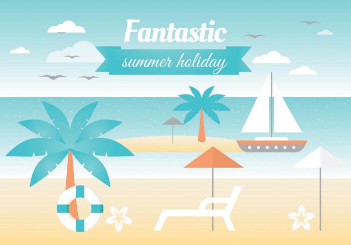 Free Summer Landscape Vector Greeting Card