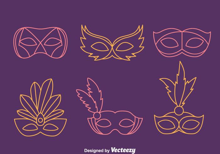 Masquerade Mask Line Vectors