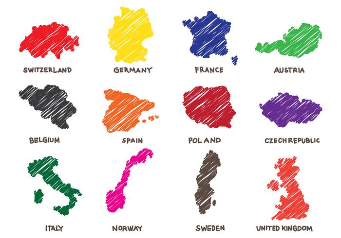 European Map Doodle vector