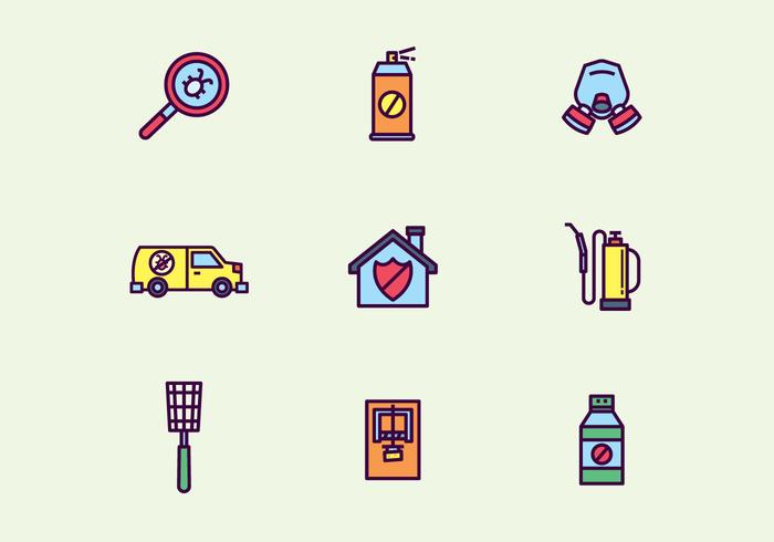 Colorful Outlined Pest Control Icons vector