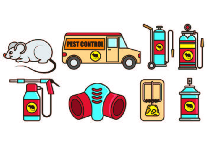 Set Of Pest Control and Mouse Trap Icons vector