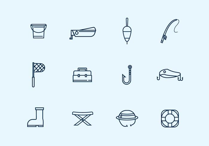 Outline Fishing Icons vector