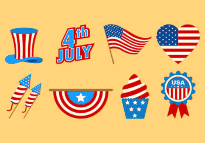 Set Of Independence Day Icons vector