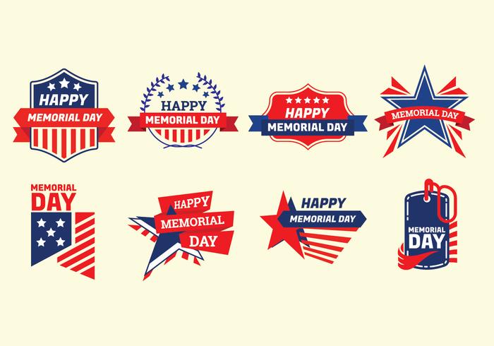 Set of Memorial Day Label Vectors