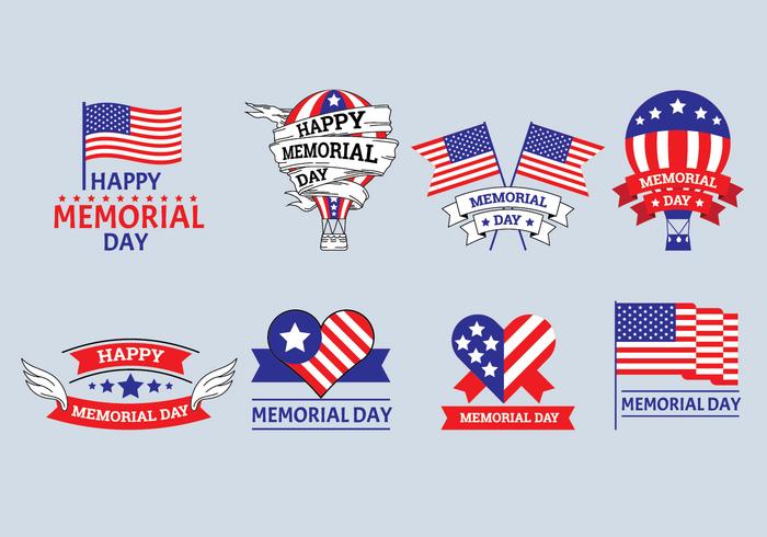 Set of Memorial Day Label Vectors