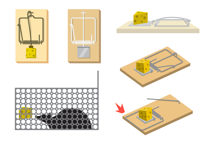 Mouse Trap Vector With Cheese