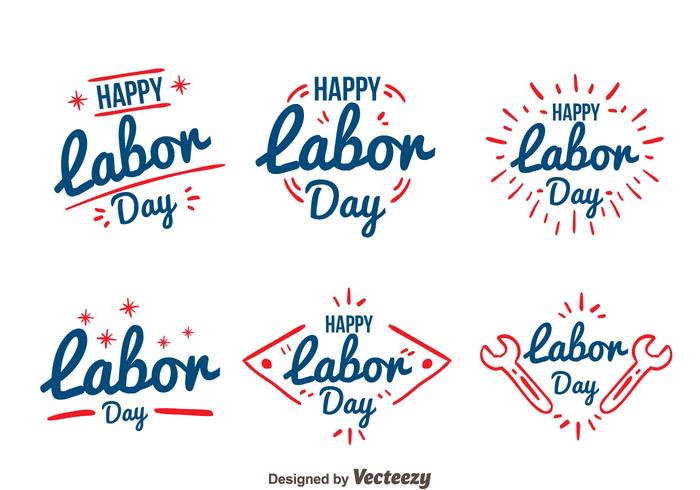 Hand Drawn Labor Day Badge Vectors