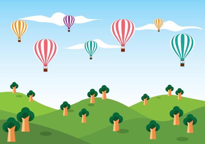 Hot Air Balloon Vector Background 