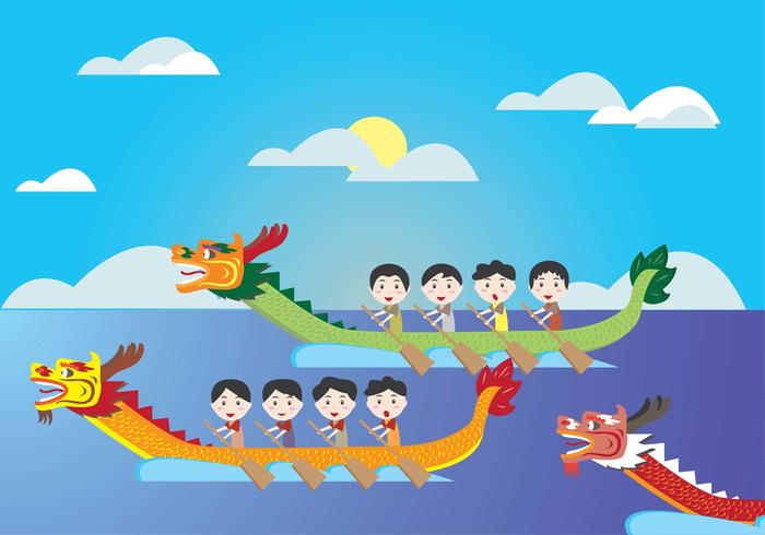 Dragon Boat Festival Niños Vector