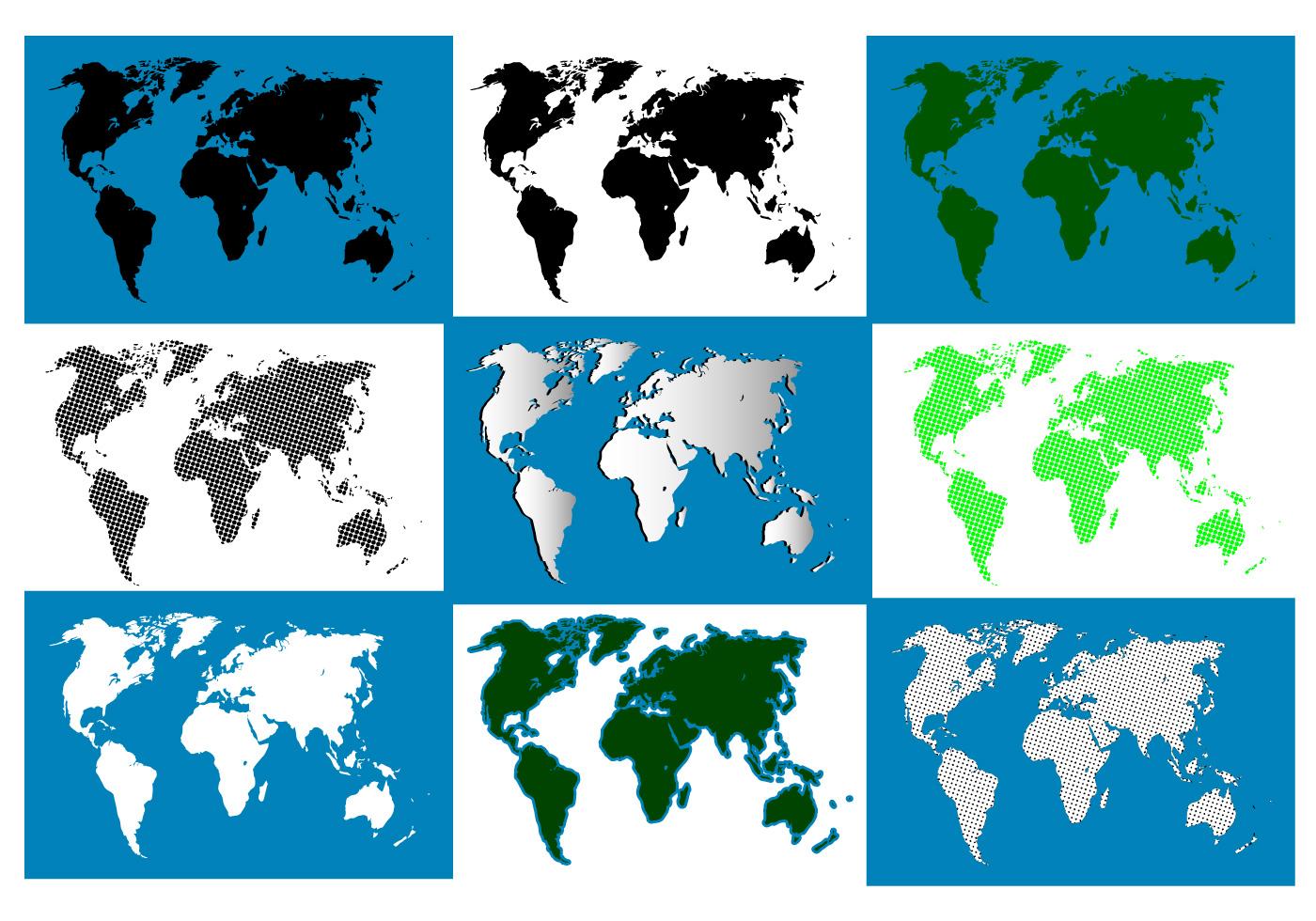 Silhouette World Map Pack 148599 Vector Art at Vecteezy
