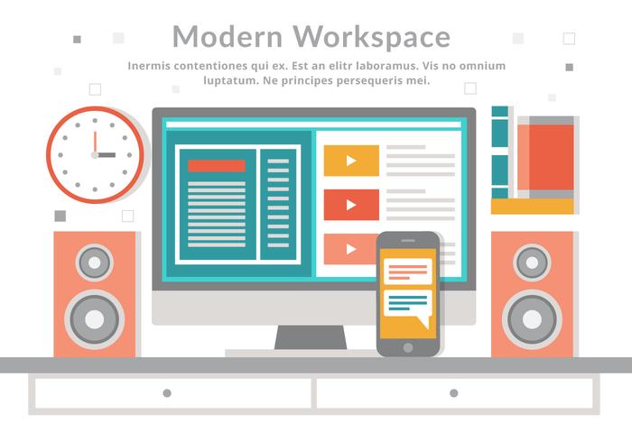 Free Vector Flat Design Modern Workspace Free Vector Flat Design Modern Workspace