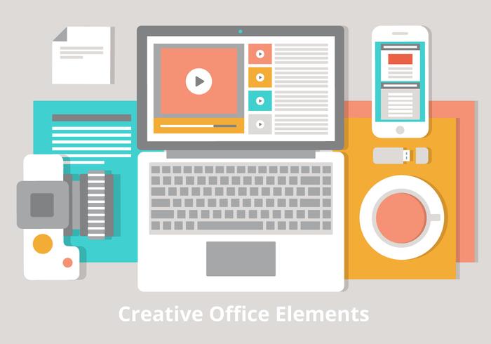 Free Flat Vector Desktop Illustration Free Flat Vector Desktop Illustration