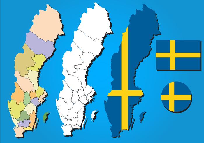 Suecia Mapa Vector Set