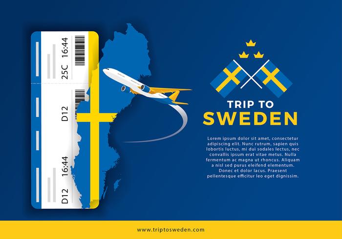 Sweden Map and Trip For Ticket Vector