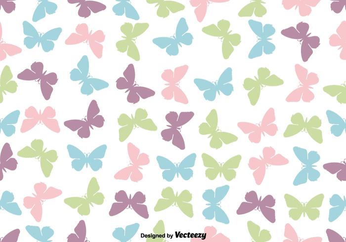 Cute Butterfly Icon Seamless Pattern - Vector