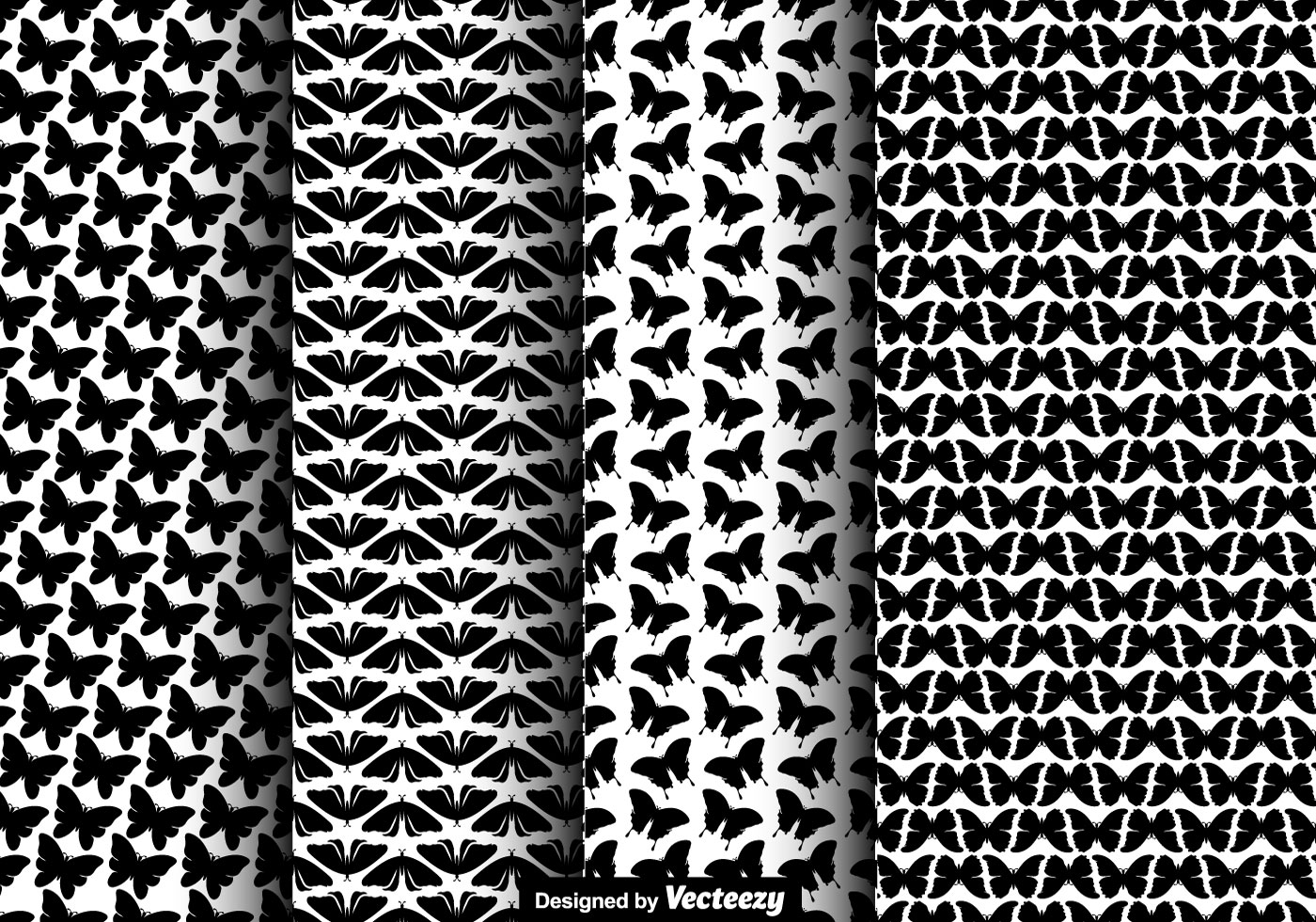 Download Black Butterfly Icons Seamless Pattern Set - Vector 148683 ...