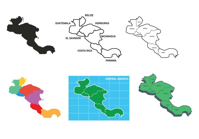 Central america map vector set Central america map vector set