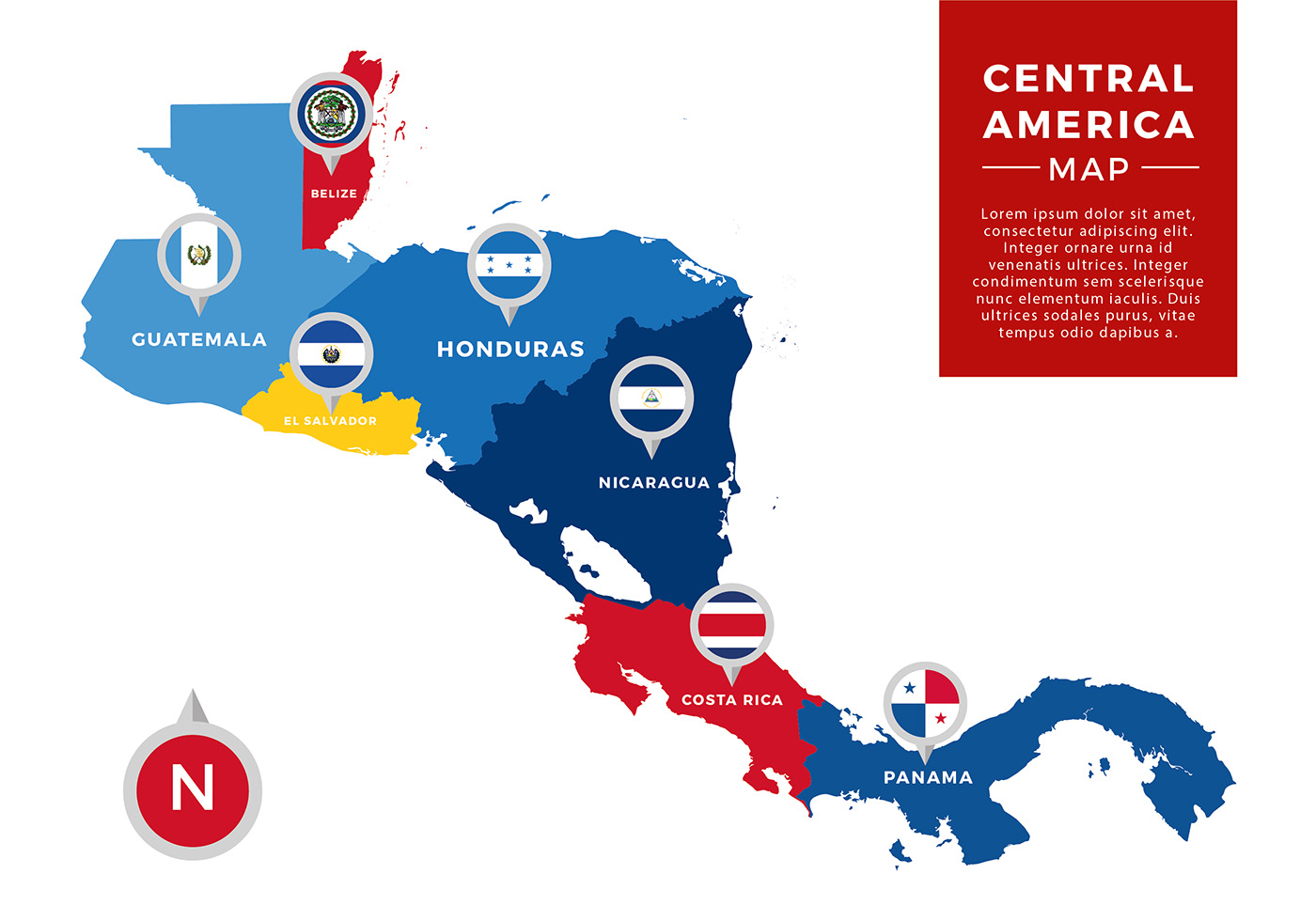 Central America Map Infographic - Central America Map Infographic Free Vector