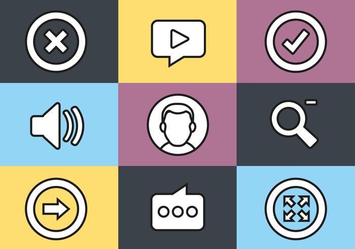 Free Flat Design Media Vector Icon Set