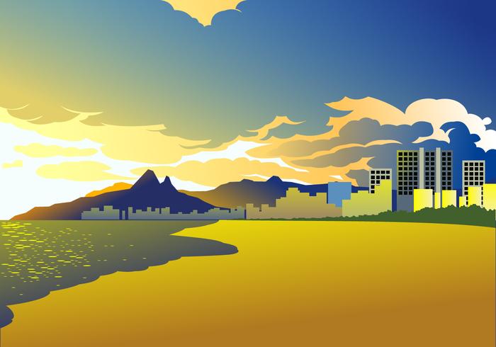 Puesta De Sol De Copacabana Vector Libre