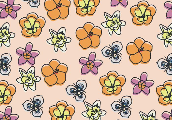 Hand Drawn Floral Pattern With Some Flowers vector