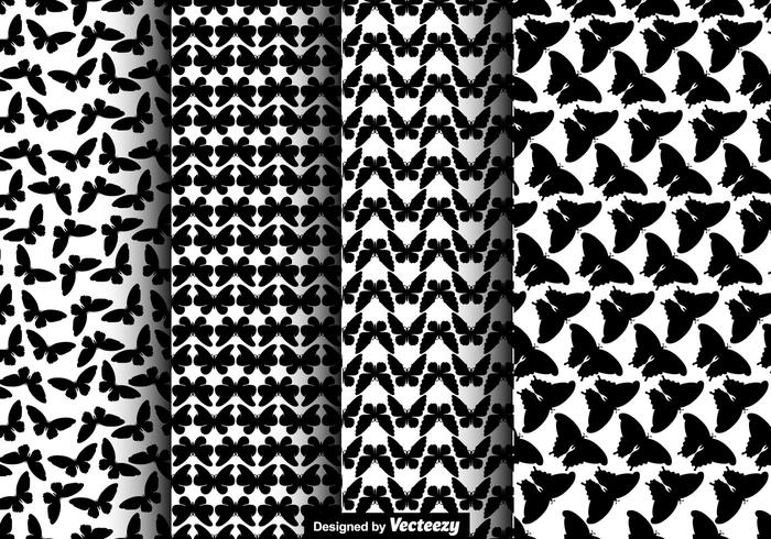 Black Butterfly Icons Seamless Pattern Set - Vector Black Butterfly Icons Seamless Pattern Set - Vector
