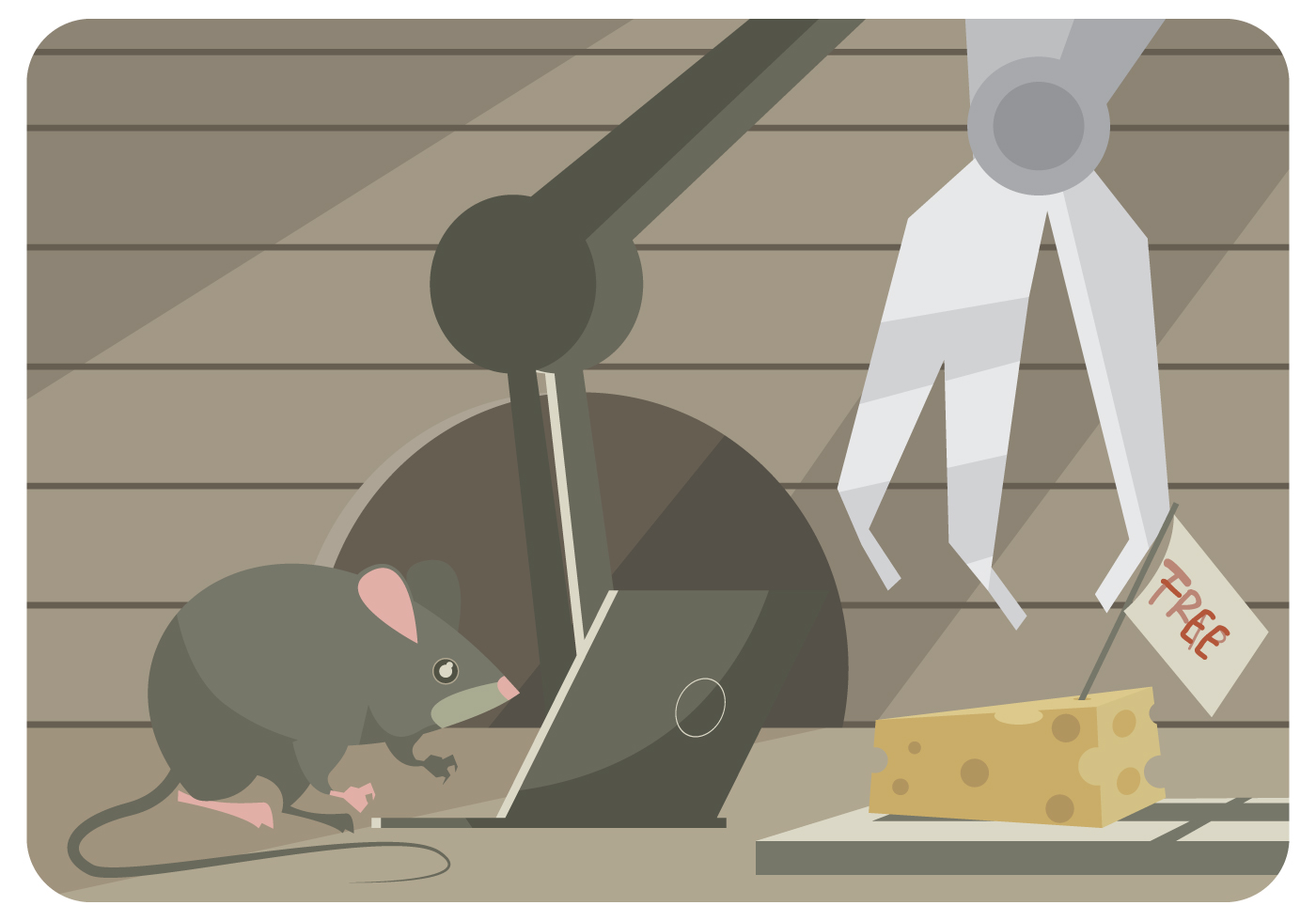 A Mouse Tries to Hack a Mouse Trap with Laptop and Robot Vector 148816