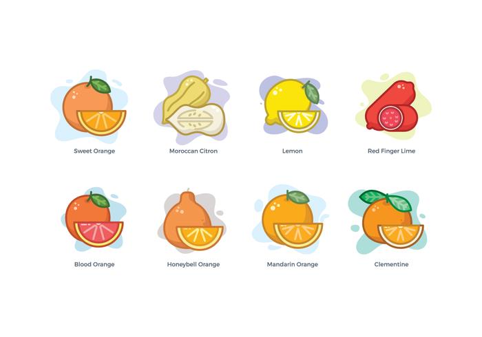 Iconos de la familia Citrus gratis vector