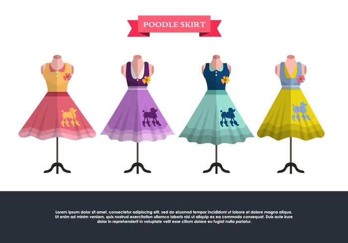 Retro Poodle Skirt Vector Set