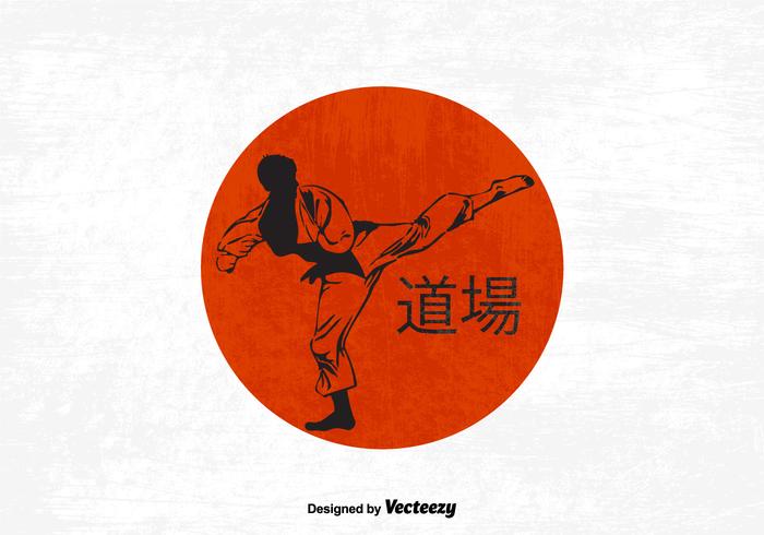 Silhouette Of A Karateka Doing Standing Side Kick vector