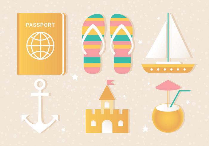Free Flat Vector Summer Travel Elements Free Flat Vector Summer Travel Elements