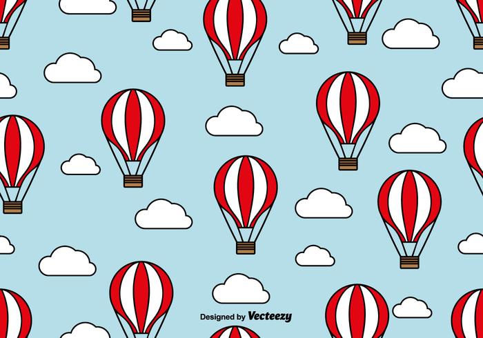 Hot Air Balloon Seamless Pattern With Clouds vector