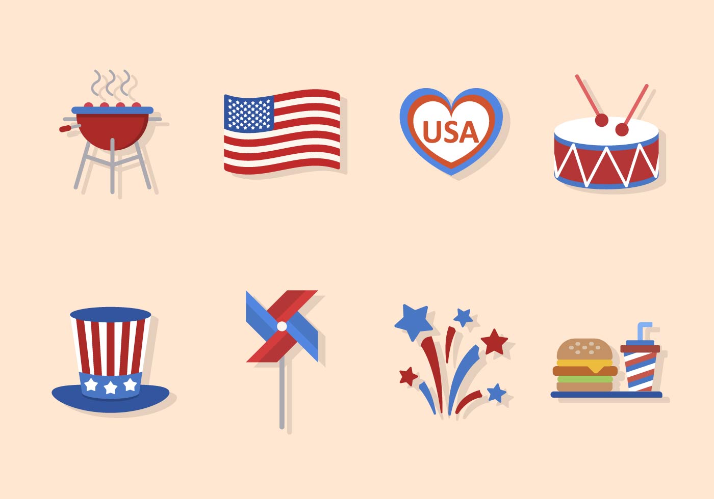 Download Flat USA Independence Day Vectors - Download Free Vectors, Clipart Graphics & Vector Art