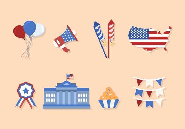 Flat USA Independence Day Vectors Flat USA Independence Day Vectors