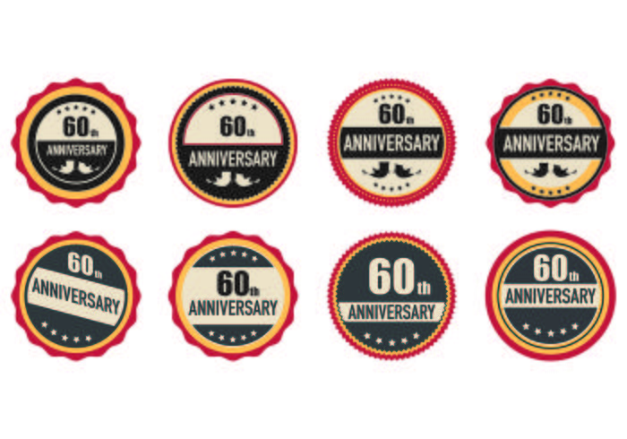 Set Of 60th Badges vector